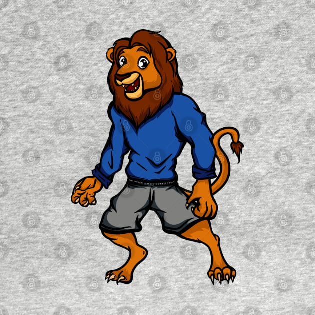 Cute Anthropomorphic Human-like Cartoon Character Lion in Clothes by Sticker Steve